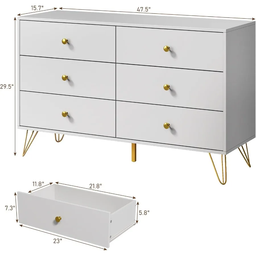 Bedroom 6-Drawer White Dresser - Storage review and price