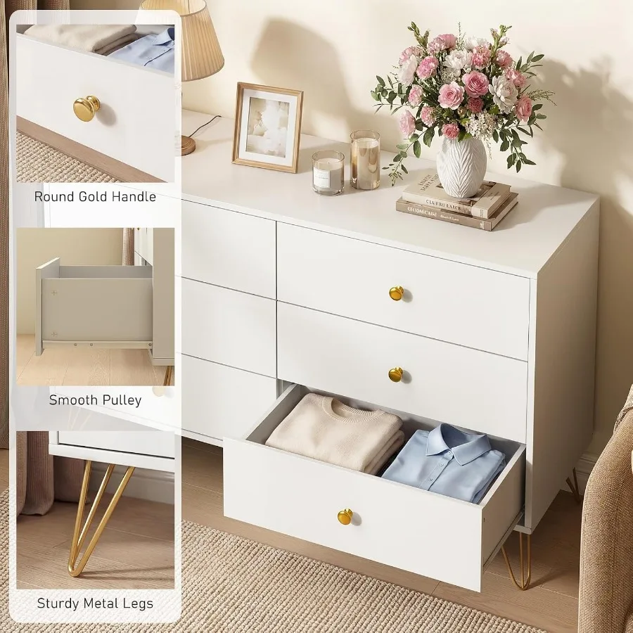 Bedroom 6-Drawer White Dresser - Storage review and price