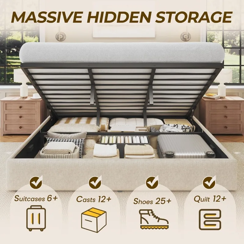 HISOFT King Size Lift Up Stora - Gas Lift Storage Bed Hydraulic review and price