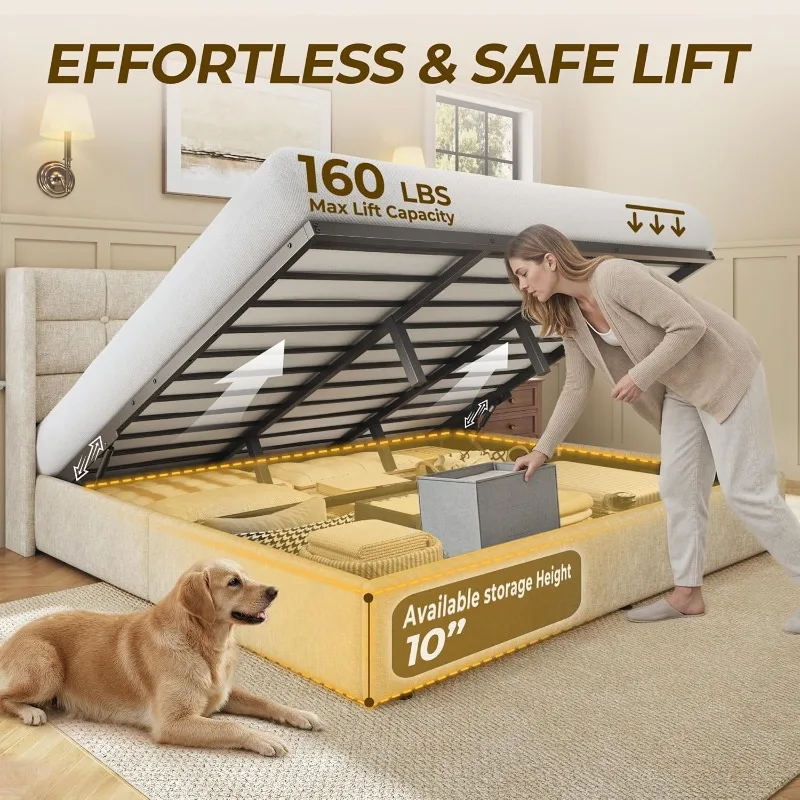 HISOFT King Size Lift Up Stora - Gas Lift Storage Bed Hydraulic review and price