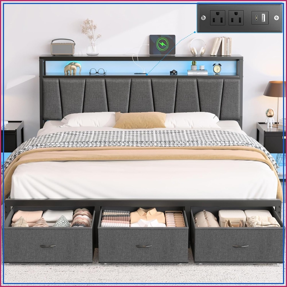 King Size Bed Frame with Stora - King Size Bed Frame With Storage Drawers review and price
