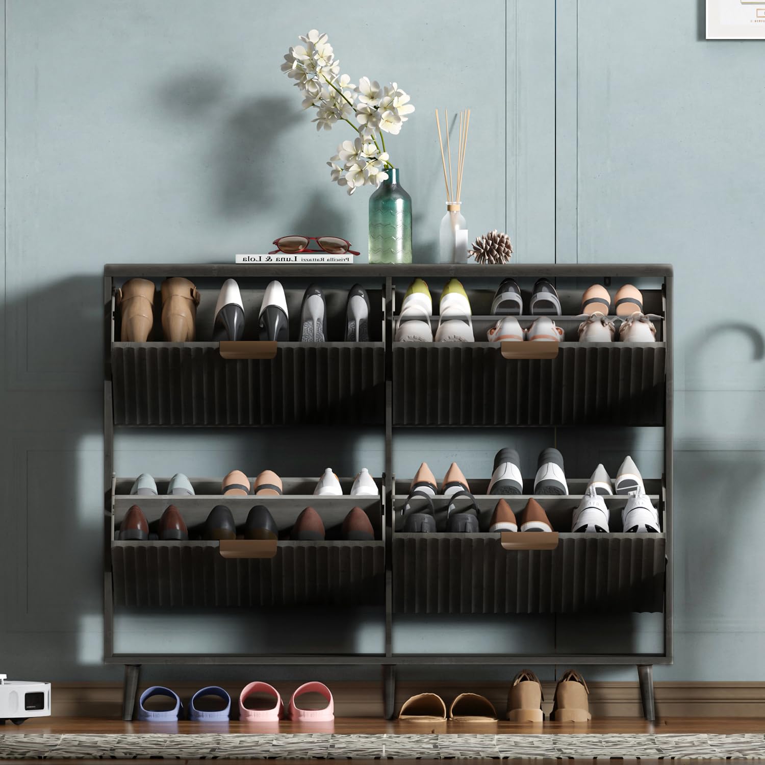 Shoe Cabinet Storage,Modern Fr - Shoe Rack Cabinet Narrow Entryway review and price