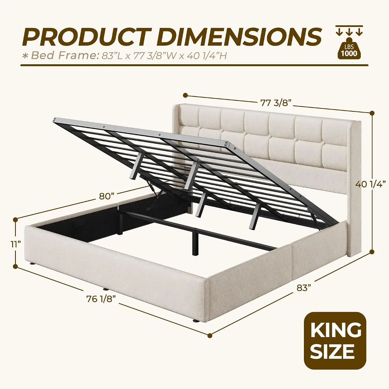 King Size Lift Up Storage Bed  - Gas Lift Storage Bed Hydraulic review and price