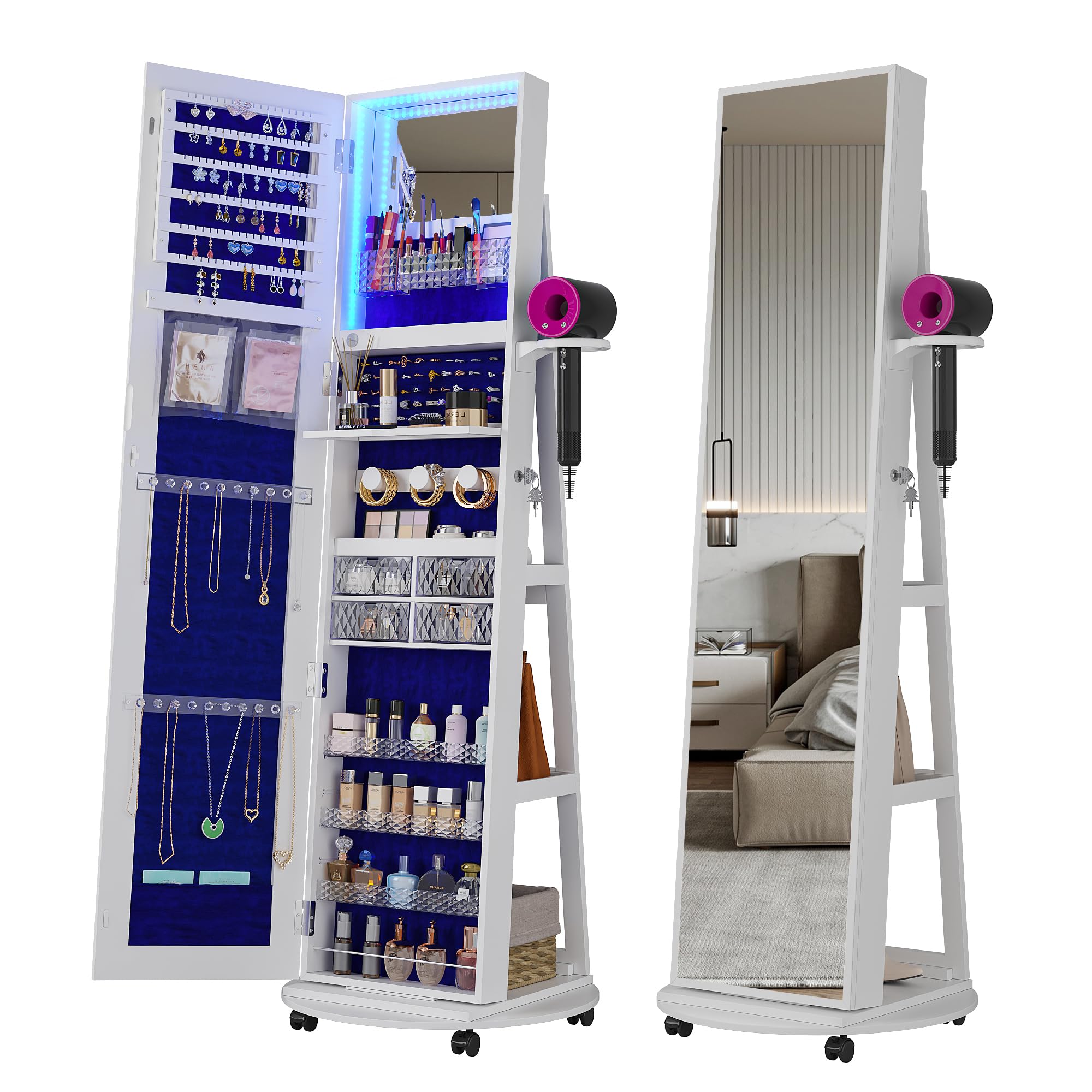 360° Swivel Jewelry Armoire wi - Full Length Mirror Jewelry Armoire review and price