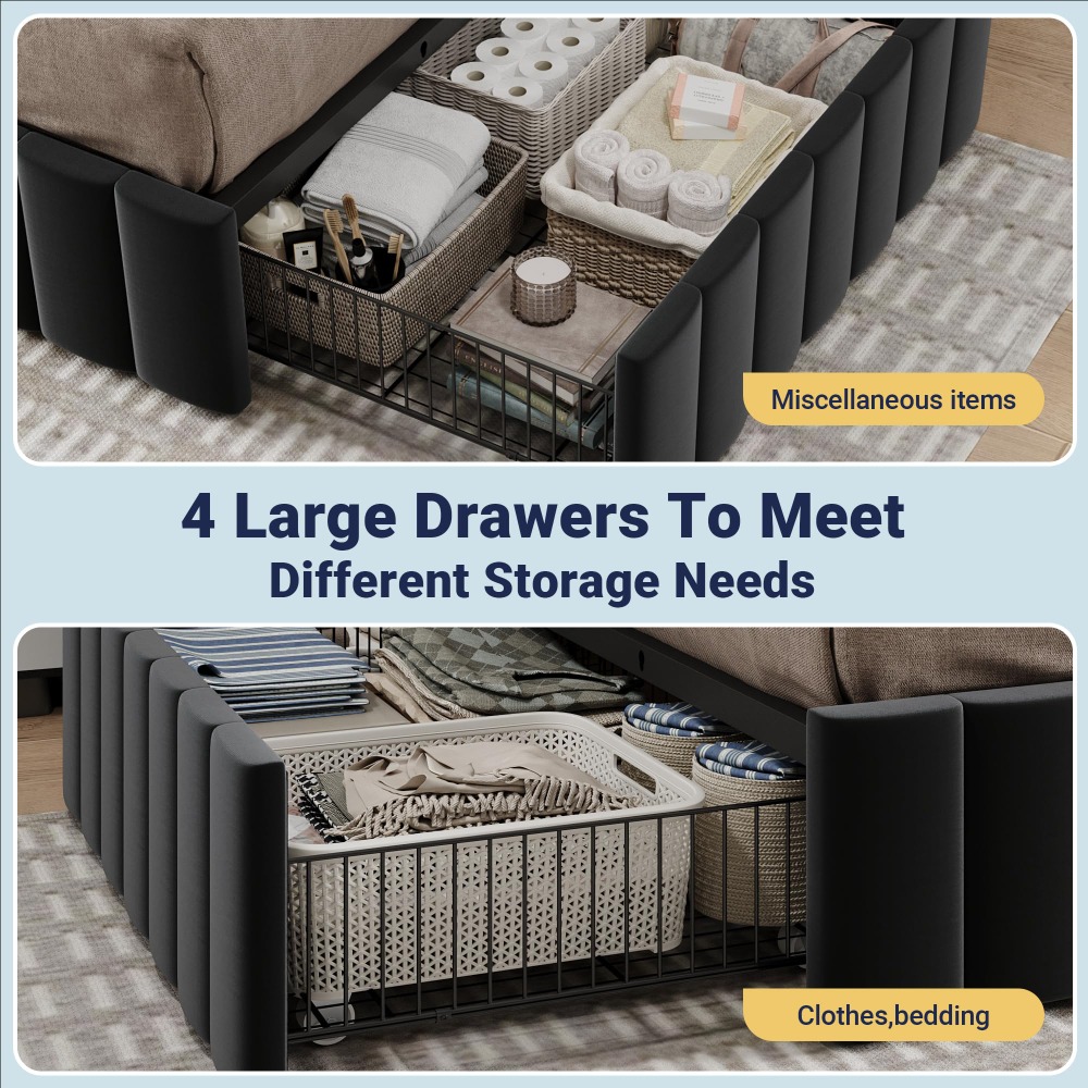 King Size Platform Bed Frame w - King Size Bed Frame With Storage Drawers review and price