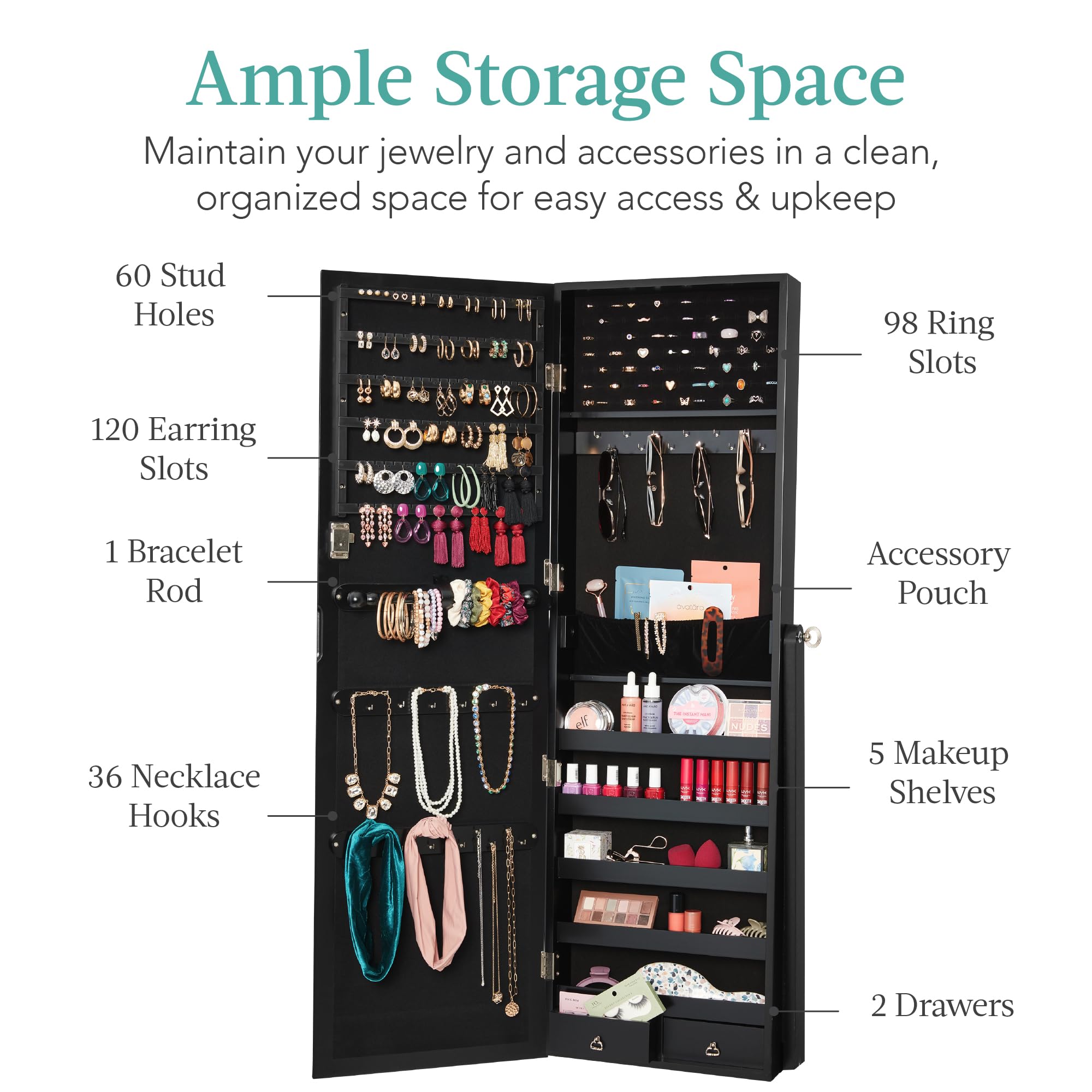 Freestanding Jewelry Armoire C - Full Length Mirror Jewelry Armoire review and price