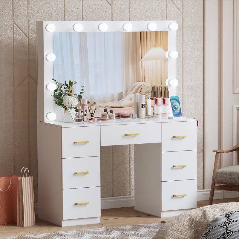 *Modern White Lighted Color Mi - Dressing Table Vanity With Lighted Mirror review and price