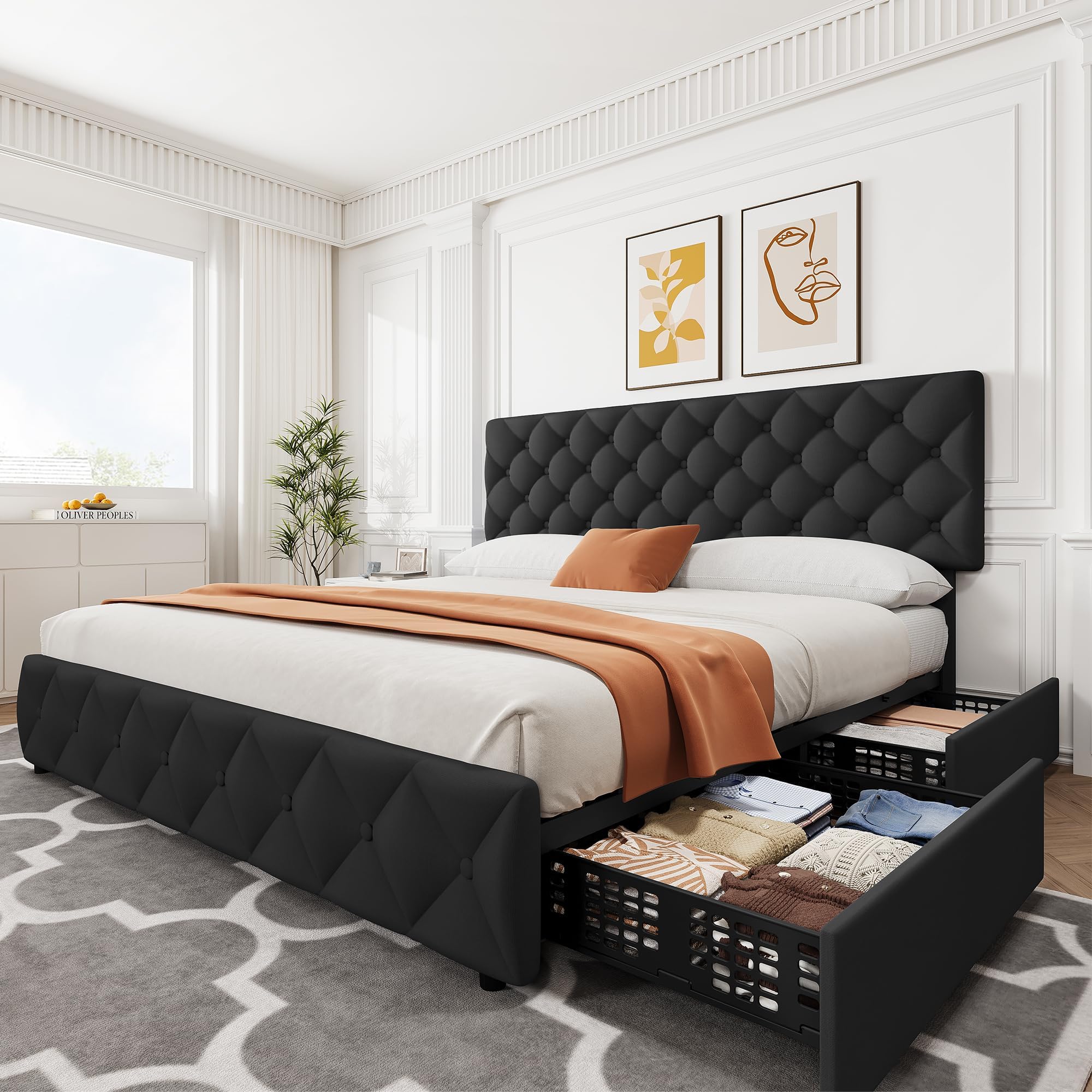 King Size Bed Frame with 4 Sto - King Size Bed Frame With Storage Drawers review and price