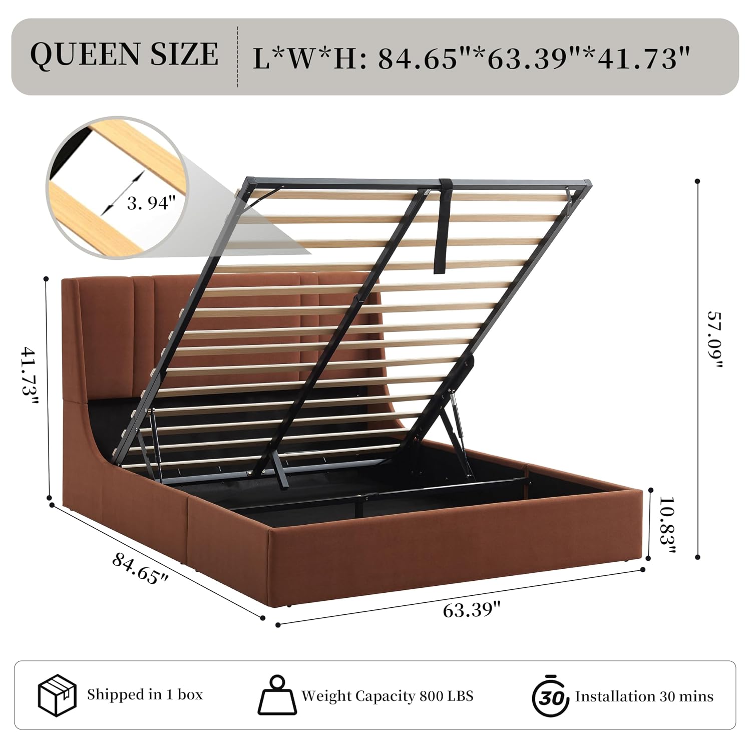 Queen Lift Up Storage Bed Fram - Gas Lift Storage Bed Hydraulic review and price