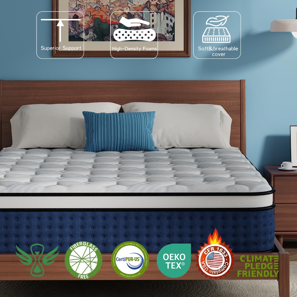 Queen Mattress, 12 Inch Hybrid - Memory Foam Mattress In A Box Queen review and price