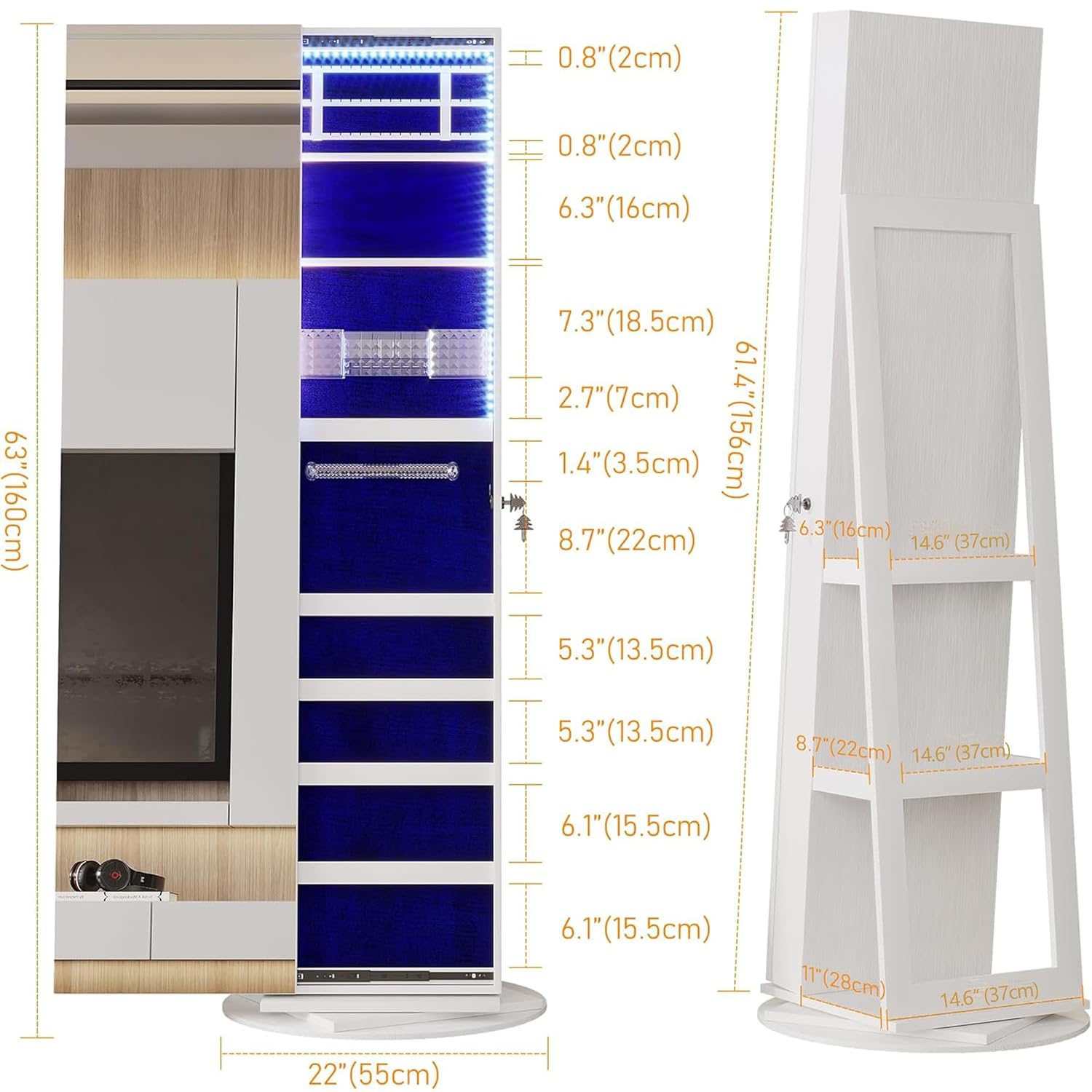 360° Swivel Jewelry Mirror Cab - Full Length Mirror Jewelry Armoire review and price