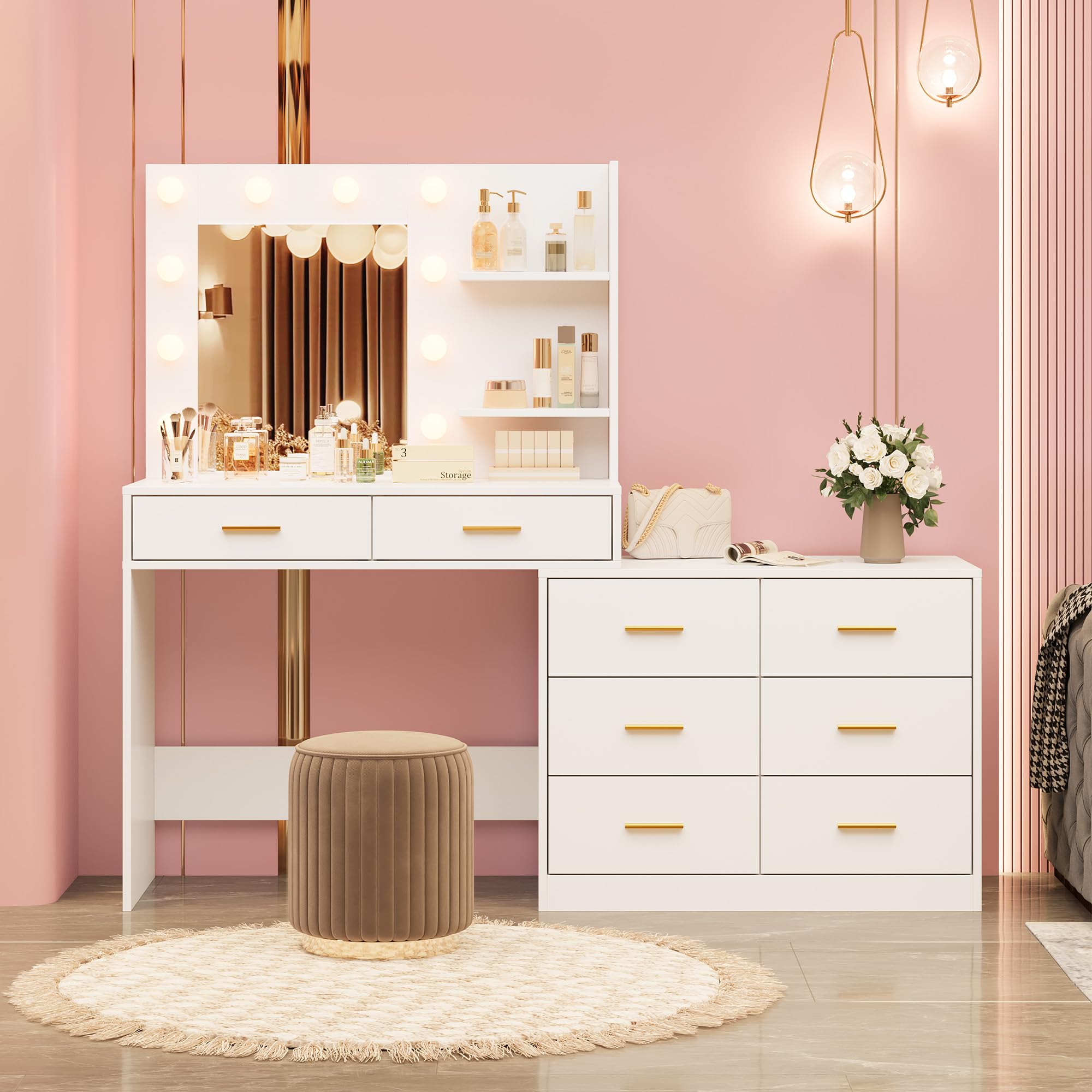 61in Vanity Desk with Mirror & - Dressing Table Vanity With Lighted Mirror review and price