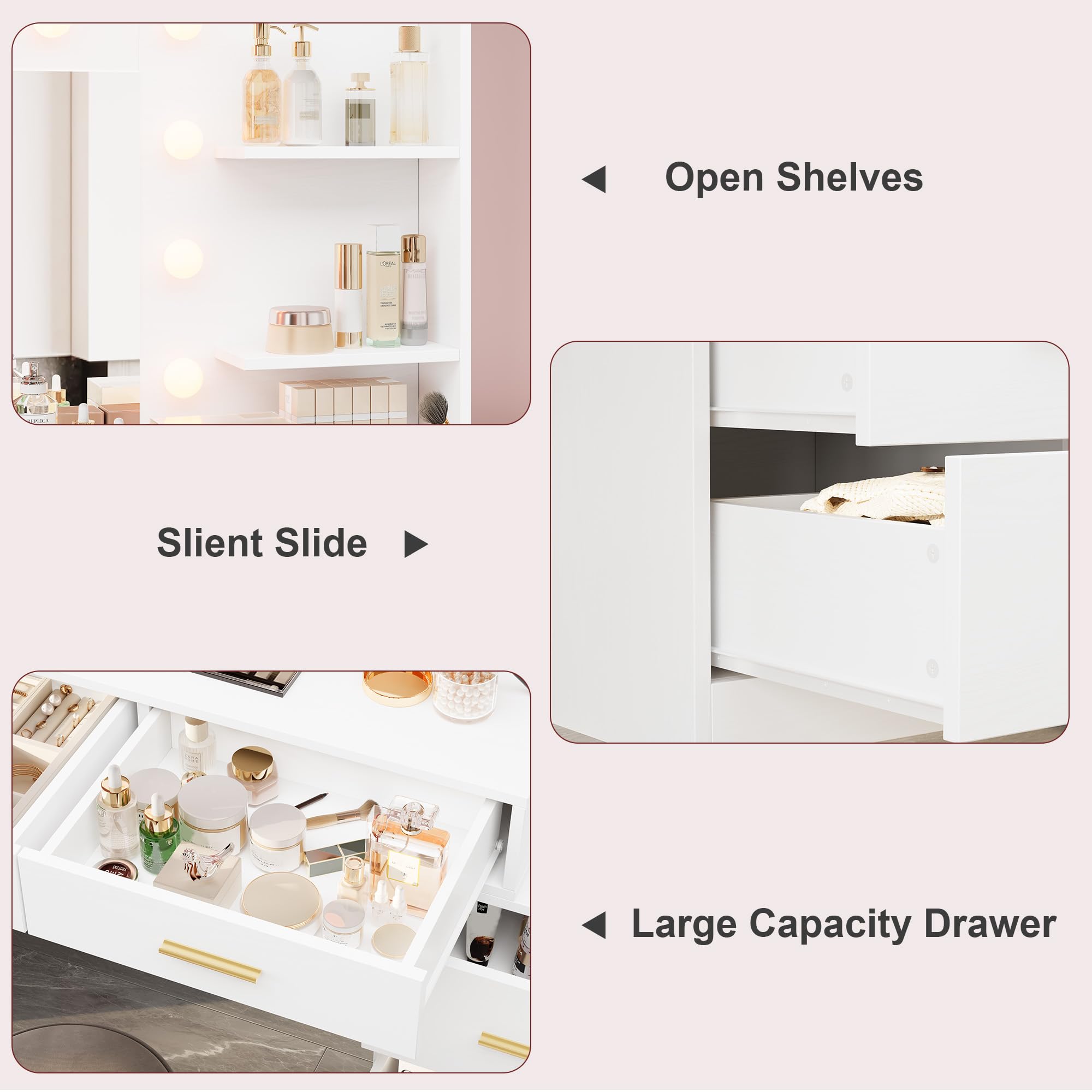 61in Vanity Desk with Mirror & - Dressing Table Vanity With Lighted Mirror review and price