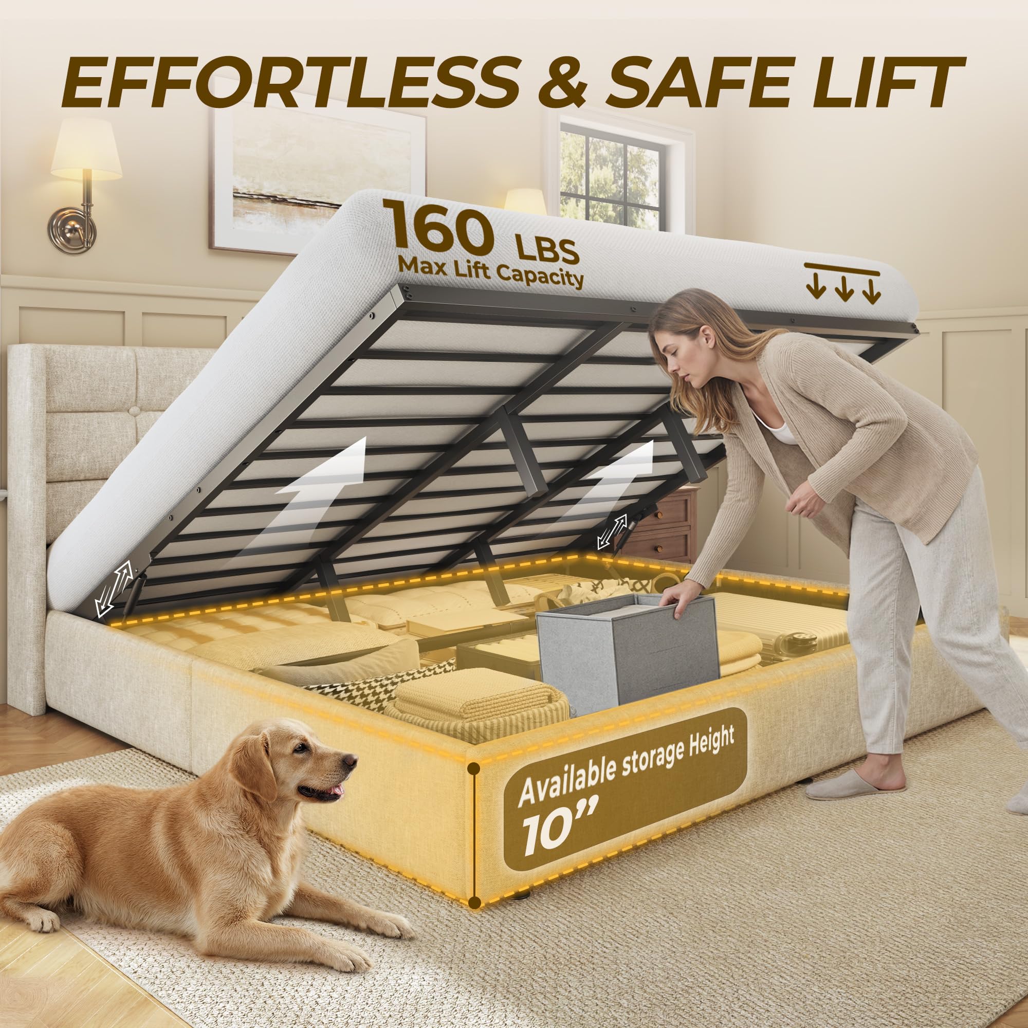 HIT King Size Lift Up Storage  - Gas Lift Storage Bed Hydraulic review and price