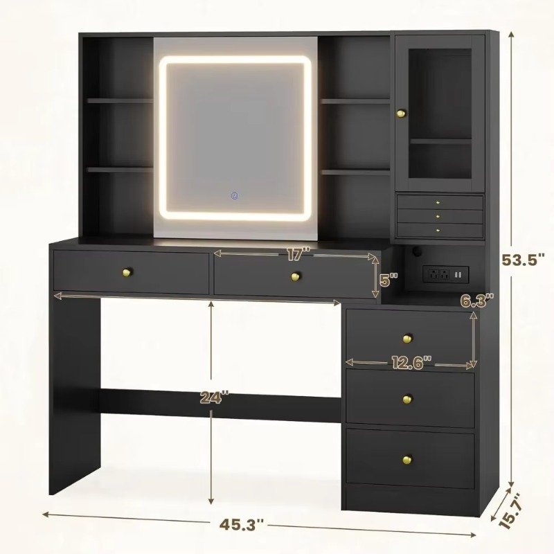 5-Drawer Dressing Vanity Table - Dressing Table Vanity With Lighted Mirror review and price