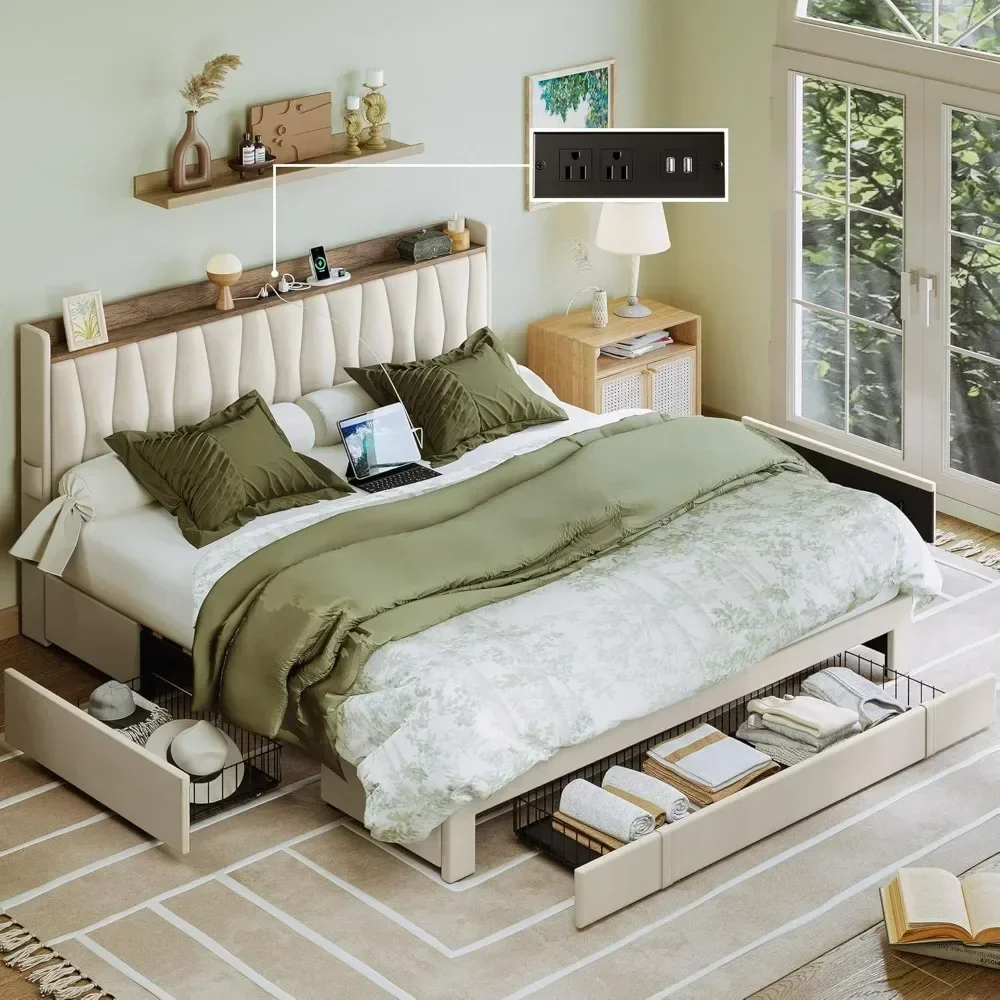 &King Size Bed Frame With Stor - King Size Bed Frame With Storage Drawers review and price